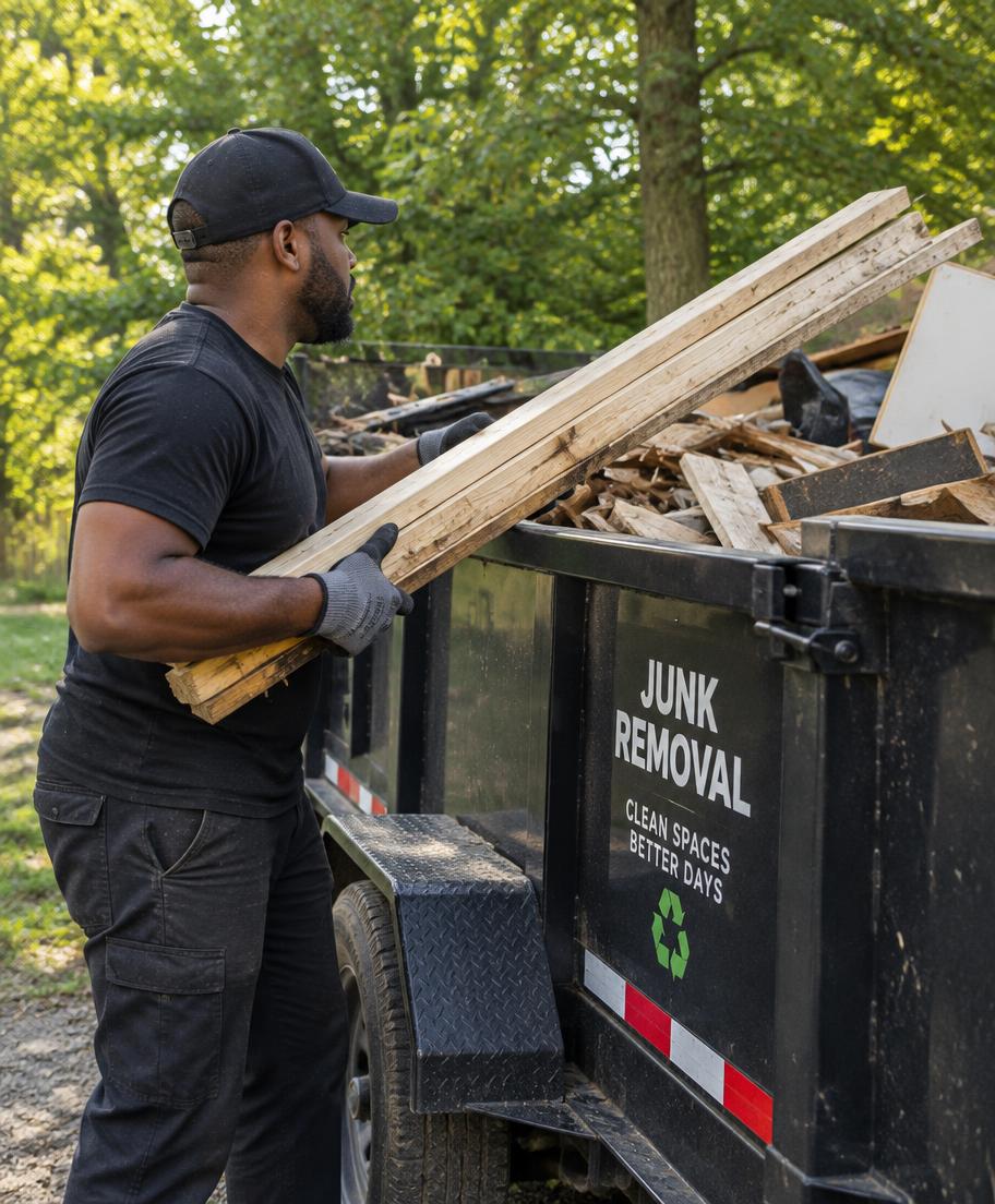 AI illustration of a fictional Black worker preparing materials for hauling